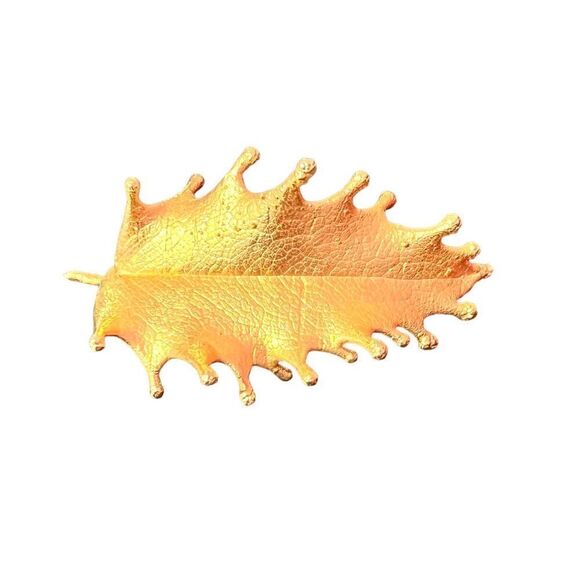 Gold Tone Leaf Brooch - Picture 1 of 3